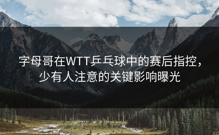 字母哥在WTT乒乓球中的赛后指控，少有人注意的关键影响曝光